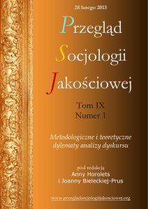 Tom IX Numer 1 - Qualitative Sociology Review