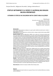 Status witaminy D u dzieci z alergią na białka mleka krowiego
