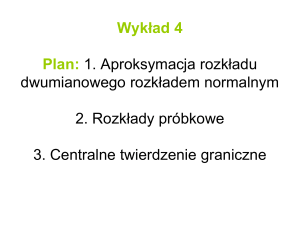 Wykład 4 Plan: 1. Aproksymacja rozkładu dwumianowego