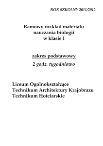 ROK SZKOLNY 2011/2012 Ramowy rozkład materiału nauczania