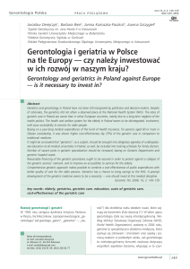 Gerontologia i geriatria w Polsce na tle Europy — czy należy