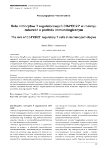 Rola limfocytów T regulatorowych CD4+CD25+ w rozwoju zaburzeń