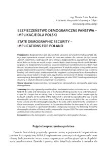 Bezpieczeństwo demograficzne państwa – implikacje dla Polski