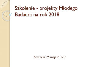 Szkolenie - projekty M*odego Badacza na rok 2018