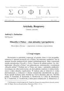 Filozofia w Polsce – stan aktualny i perspektywy