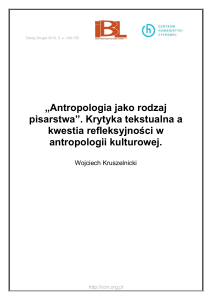 "Antropologia jako rodzaj pisarstwa". Krytyka tekstualna a kwestia