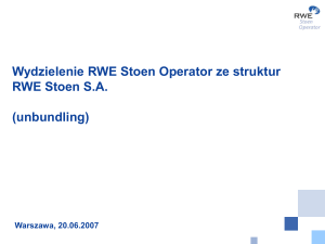Wydzielenie RWE Stoen Operator ze struktur RWE Stoen SA