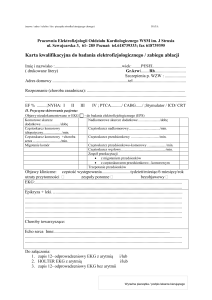 Karta kwalifikacyjna do badania elektrofizjologicznego / zabiegu