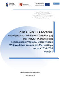Opis Funkcji i Procedur IZ oraz IC RPO WiM 2014-2020