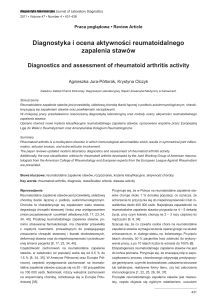 Diagnostyka i ocena aktywności reumatoidalnego zapalenia stawów