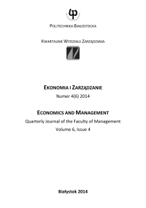 EKONOMIA I ZARZĄDZANIE Numer 4(6) 2014 ECONOMICS AND