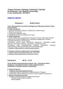 Program ćwiczeń z histologii, embriologii i cytofizjologii
