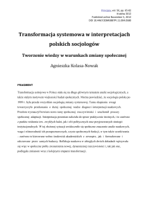 Transformacja systemowa w interpretacjach polskich socjologów