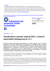Standardowe metody izolacji DNA z różnych materiałów