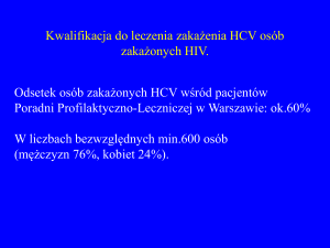 Kwalifikacja do leczenia zakazenia HCV osob