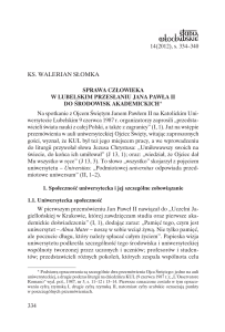 334 Ks. Walerian słomKa sprawa człowieka w lubelskim przesłaniu