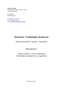 TECHNOLOGIA I STOPIEN - Instytut Chemii