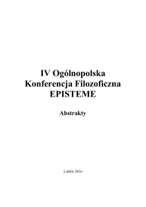 IV Ogólnopolska Konferencja Filozoficzna EPISTEME