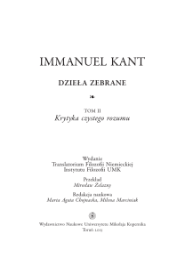 IMMANUEL KANT - Wydawnictwo UMK