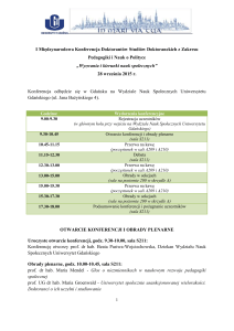 Program konferencji - Wydział Nauk Społecznych