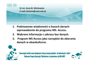 Wybrane informacje z zakresu baz danych. Program Ms Access jako