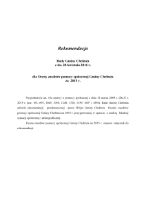 rekomendacja Rady Gminy Chełmża dla Oceny