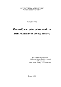 Homo religiosus późnego średniowiecza Bernardyński model