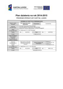 Plan działania na rok 2014-2015 PROGRAM OPERACYJNY