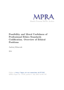 Possibility and Moral Usefulness of Professional Ethics Standards