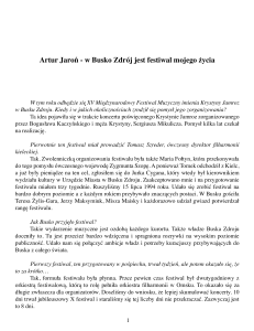Artur Jaroń - w Busko Zdrój jest festiwal mojego życia