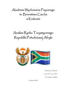 Analiza Rynku Turystycznego Republiki Południowej Afryki