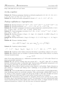 Liczby zespolone Funkcja wykładnicza i logarytmiczna
