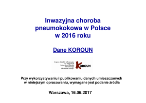 Inwazyjna choroba pneumokokowa w Polsce w 2016 roku