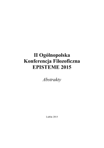 II Ogólnopolska Konferencja Filozoficzna EPISTEME 2015