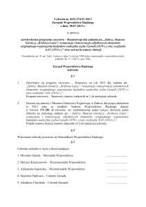 Uchwała nr 1651/274/IV/2013 Zarządu Województwa Śląskiego z