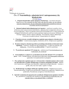 Ćw. 17 Neuroinfekcje, zakażenia krwi i antropozoonozy (by Kiedraś