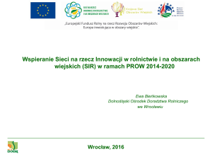 Wspieranie sieci innowacji w rolnictwie w ramach PROW 2014-2020
