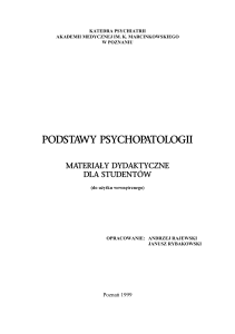 PODSTAWY PSYCHOPATOLOGII