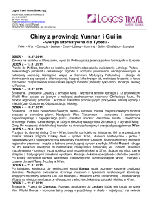 Chiny z prowincją Yunnan i Guilin