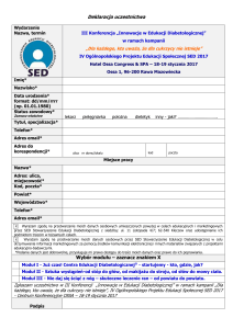 kartę zgłoszeniową - SED | Stowarzyszenie Edukacji Diabetologicznej