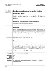 Dehydrogenaza alkoholowa i metabolizm alkoholu etylowego w