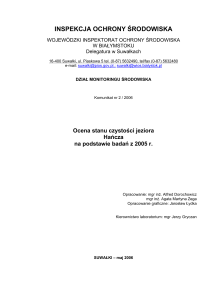 Ocena stanu czystości jeziora Brożane (2004)