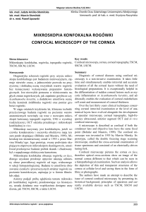 MikroSkoPiA konfokALnA rogówki ConfoCAL MiCroSCoPy of the