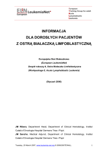 manual of information for adult patients with acute lymphoblastic