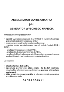 Akcelerator Van de Graaffa jako generator wysokiego napięcia