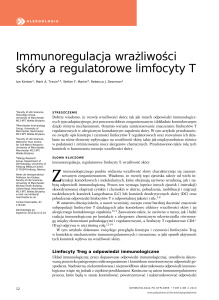 immunoregulacja wrażliwości skóry a regulatorowe limfocyty t