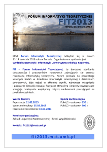 Zaproszenie - Forum Informatyki Teoretycznej 2013