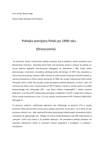 Prof. dr hab. Marian Noga – Polityka pieniężna w Polsce po 1998 r.