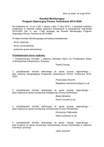 Skład Komitetu Monitorującego POPT 2014-2020