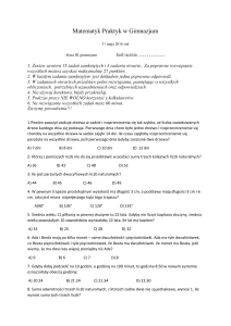 Matematyk Praktyk w Gimnazjum 31 maja 2016 rok klasa III